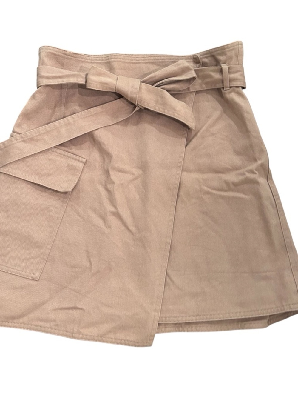 H&M Mini Skirt Size 10 Tan Wrap Cargo Tie Waist